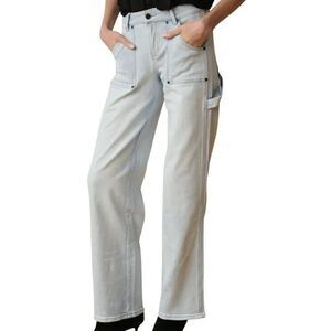 TT Studios Jeans Women's 26 Blue Jade Mid Rise Utility Carpenter Straight Leg